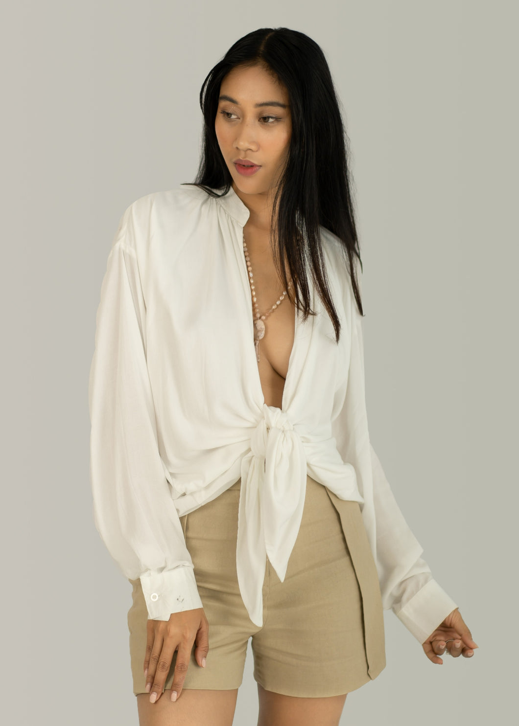Womens Blouse Tie Front Top