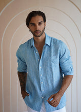Load image into Gallery viewer, Mens One Pocket Shirt 100% Linen
