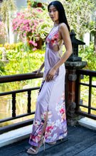 Load image into Gallery viewer, Womens V Neck Printed Maxi Dress Silk Touch Satin,
