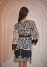 Load image into Gallery viewer, Womens V Neck Printed Silk Chiffon Mini Dress
